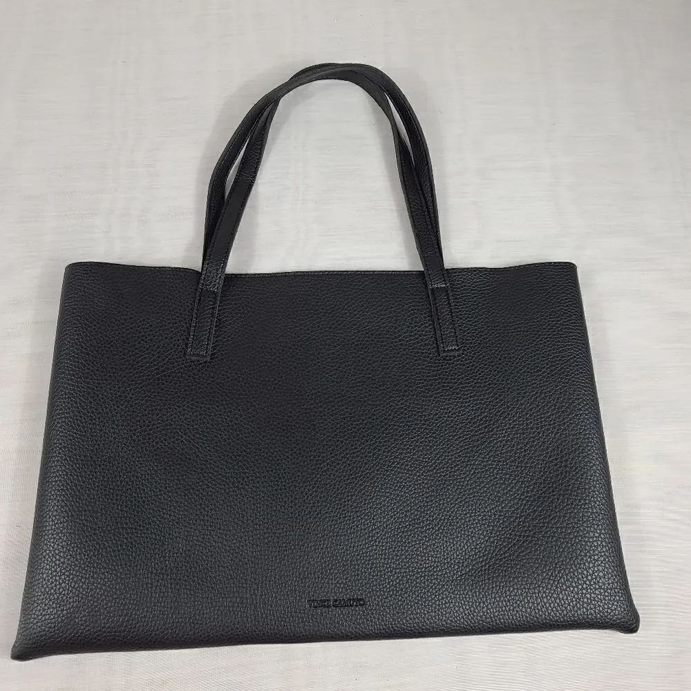 VINCE CAMUTO Black Gray Leather Tote